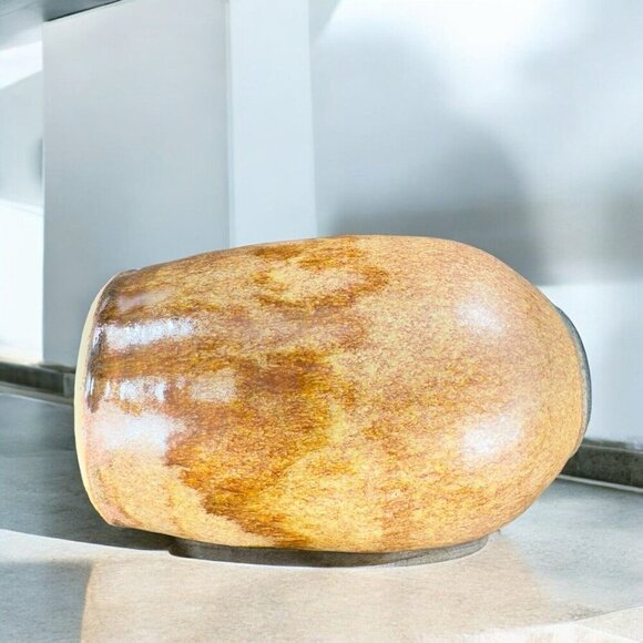 Vintage Hand Made Pottery Vase Vessel Brown Drip Glaze Artists Marked Vase VTG - Picture 2 of 15